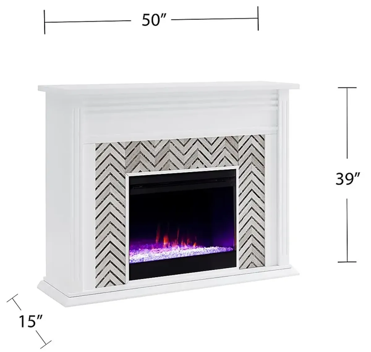 Hazelhurst I White 50 in. Console, With Color Changing Electric Fireplace