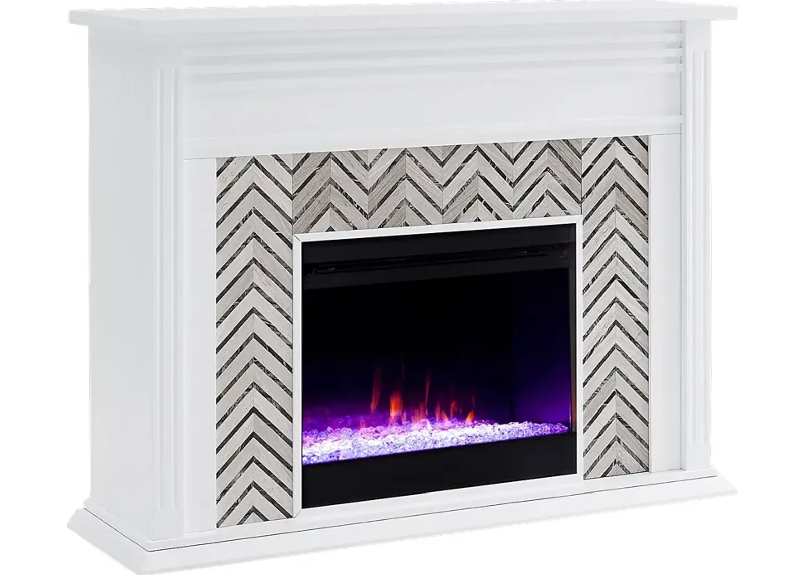 Hazelhurst I White 50 in. Console, With Color Changing Electric Fireplace