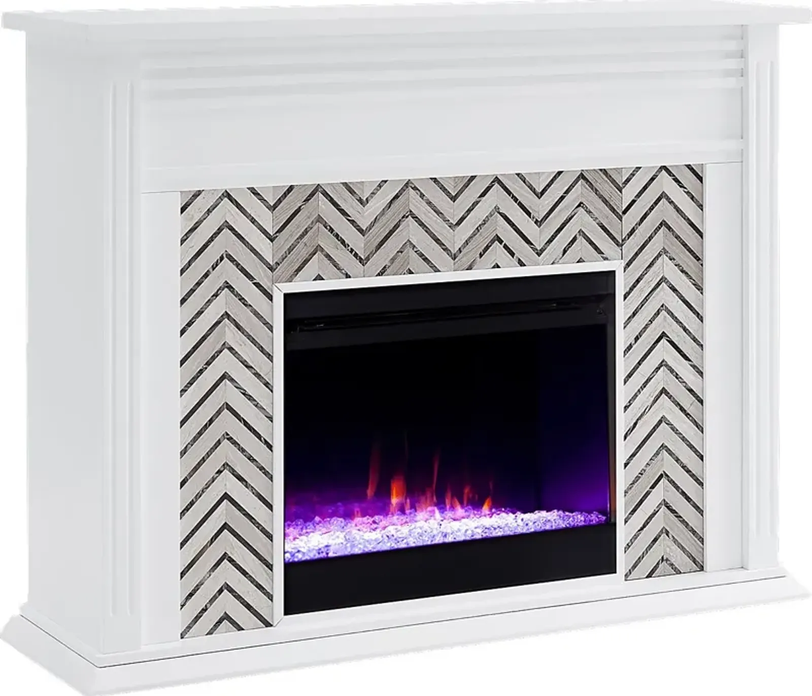 Hazelhurst I White 50 in. Console, With Color Changing Electric Fireplace