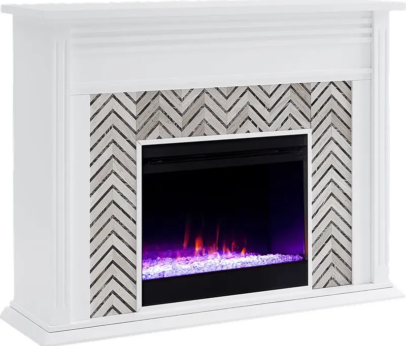 Hazelhurst I White 50 in. Console, With Color Changing Electric Fireplace