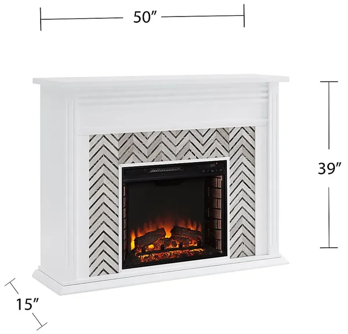 Hazelhurst II White 50 in. Console With Electric Log Fireplace