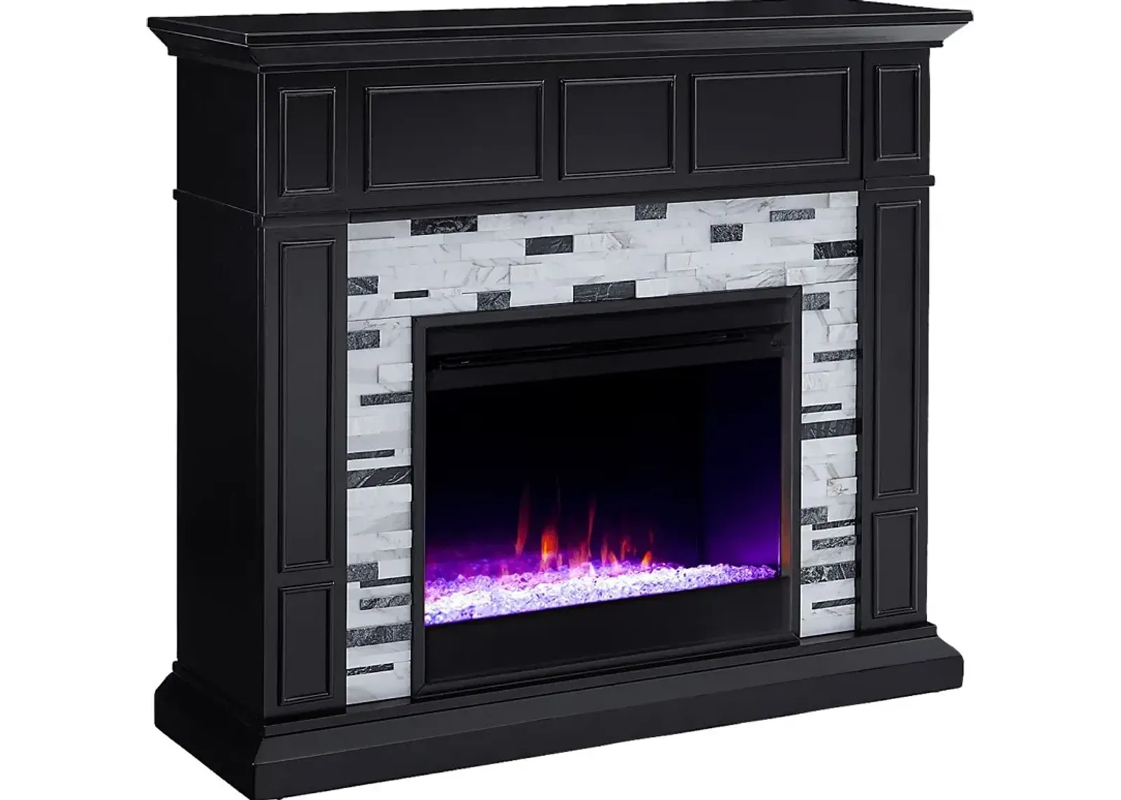 Doliver I Black 45 in. Console, With Color Changing Electric Fireplace