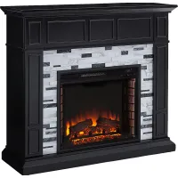Doliver II Black 45 in. Console With Electric Log Fireplace