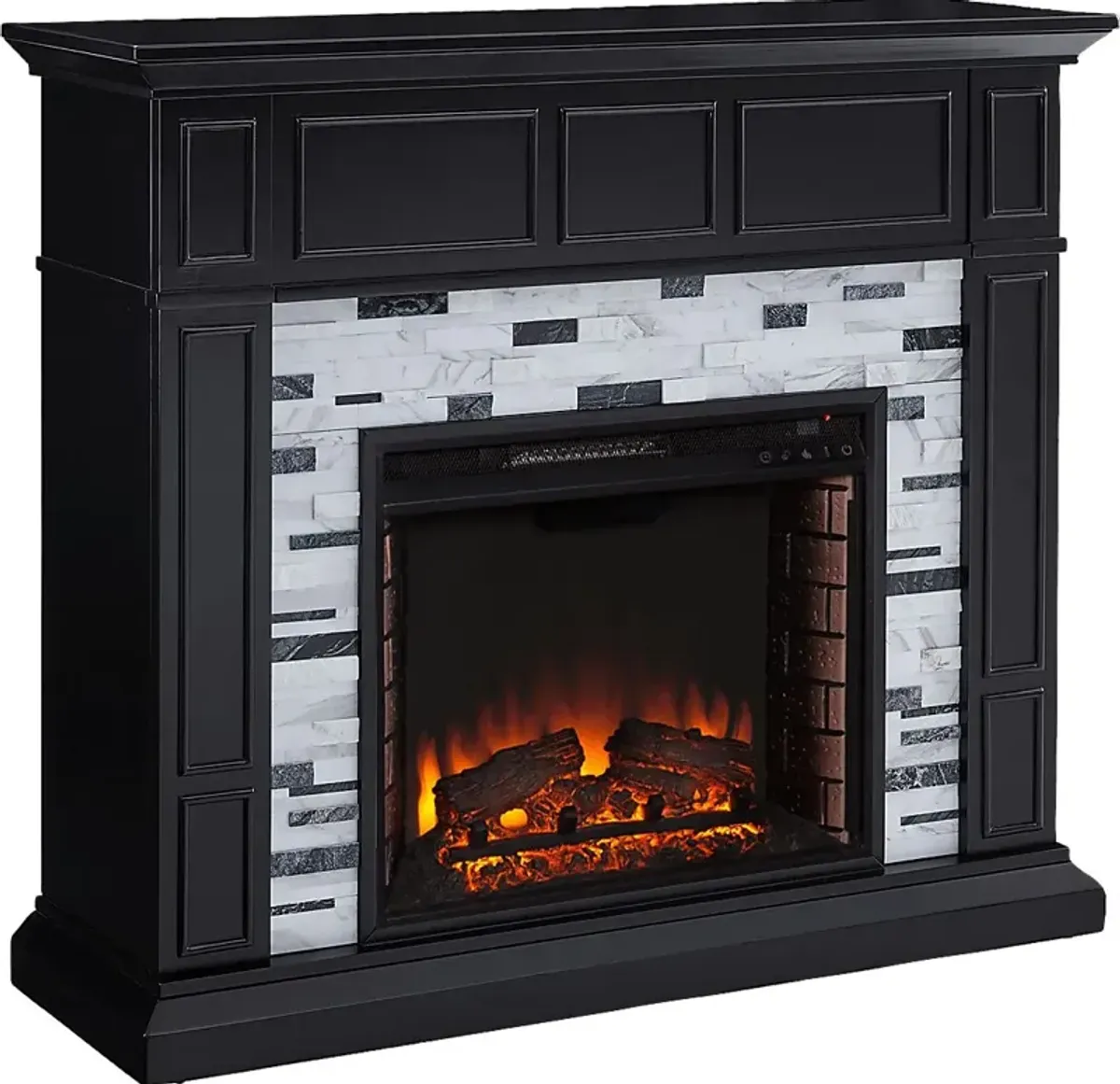 Doliver II Black 45 in. Console With Electric Log Fireplace