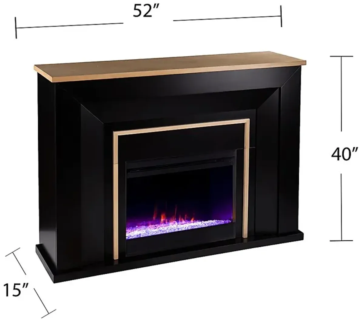 Elmington I Black 52 in. Console, With Color Changing Electric Fireplace