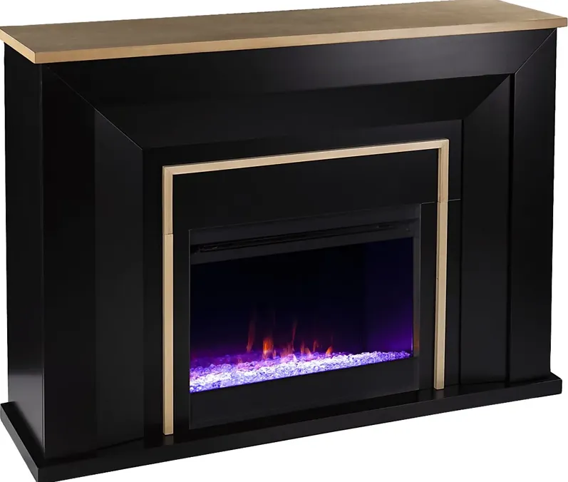 Elmington I Black 52 in. Console, With Color Changing Electric Fireplace