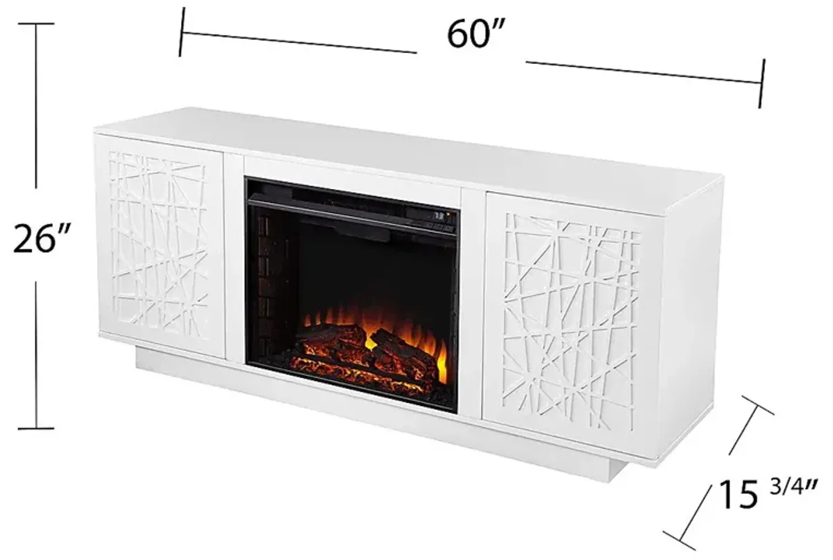 Cannonwolde II White 60 in. Console With Electric Log Fireplace