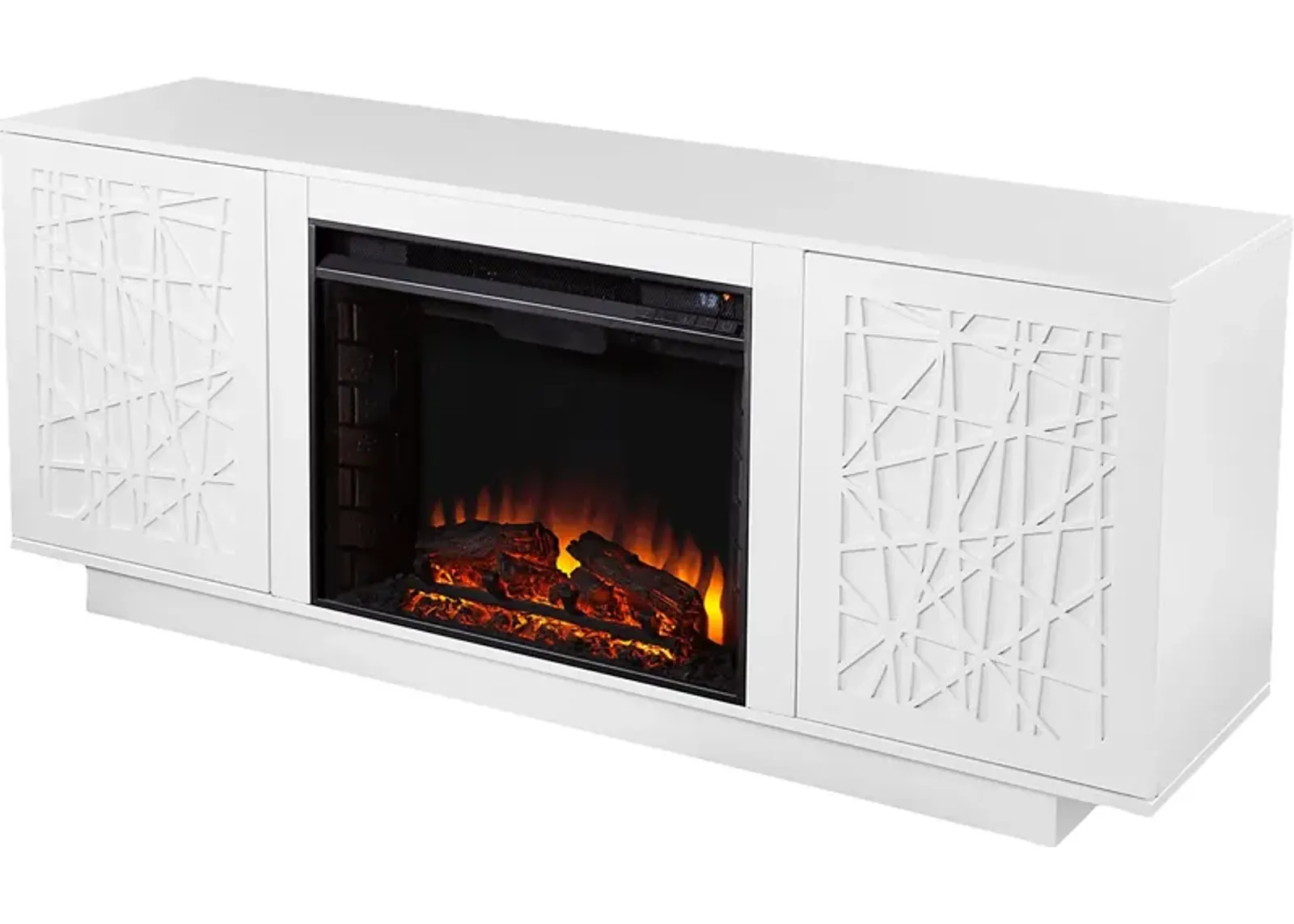 Cannonwolde II White 60 in. Console With Electric Log Fireplace