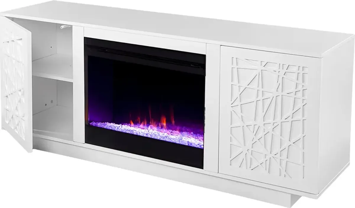 Cannonwolde I White 60 in. Console, With Color Changing Electric Fireplace