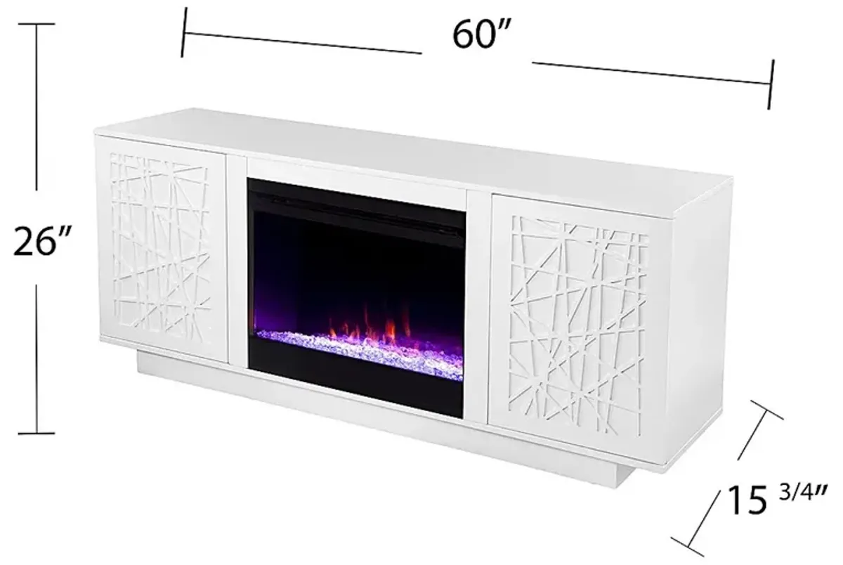 Cannonwolde I White 60 in. Console, With Color Changing Electric Fireplace