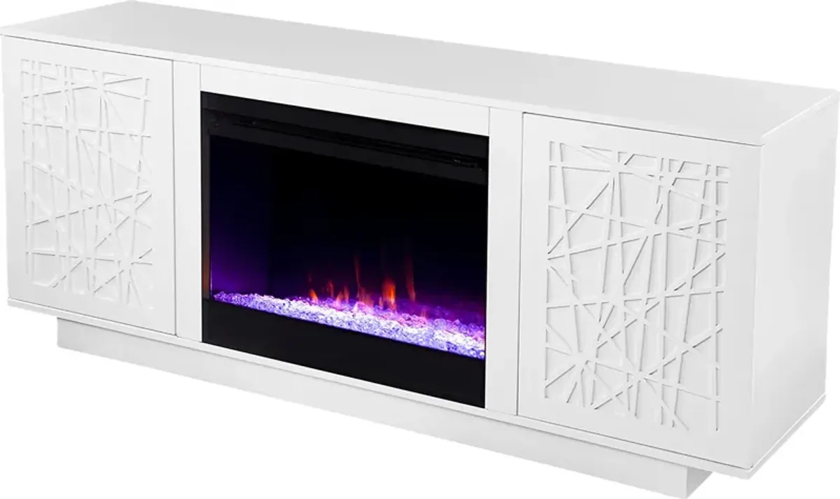 Cannonwolde I White 60 in. Console, With Color Changing Electric Fireplace