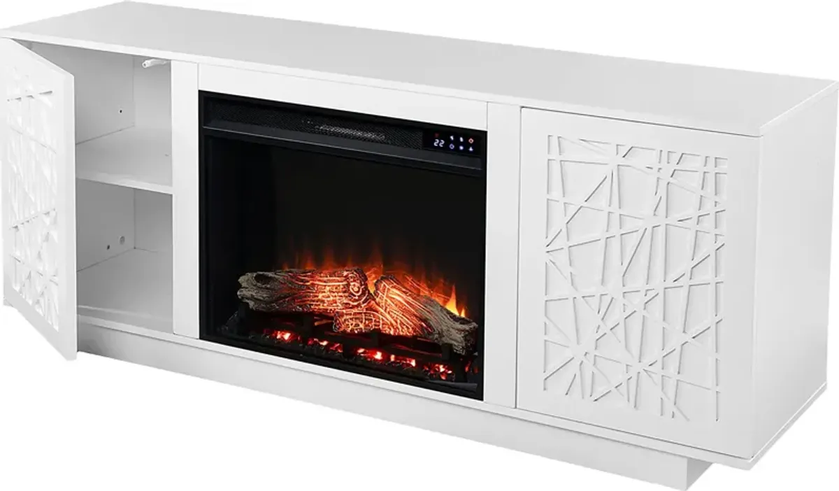 Cannonwolde IV White 60 in. Console, With Touch Panel Electric Fireplace