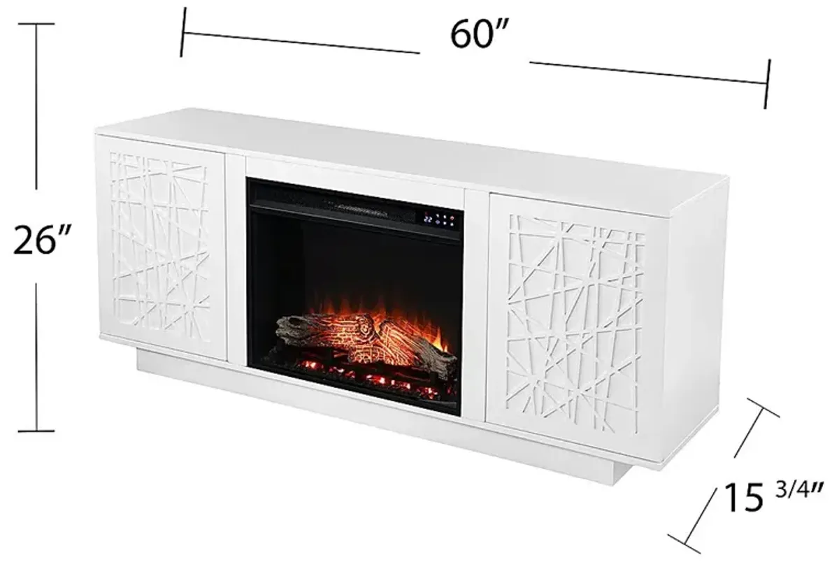 Cannonwolde IV White 60 in. Console, With Touch Panel Electric Fireplace