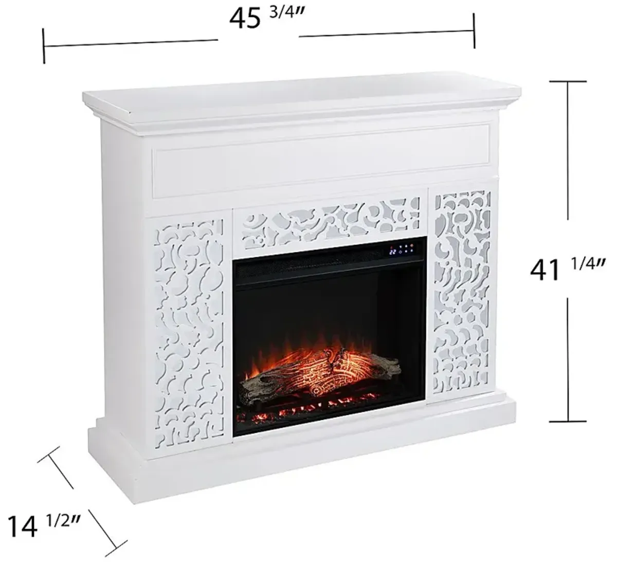 Ennismore IV White 46 in. Console, With Touch Panel Electric Log Fireplace