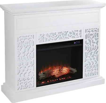 Ennismore IV White 46 in. Console, With Touch Panel Electric Log Fireplace