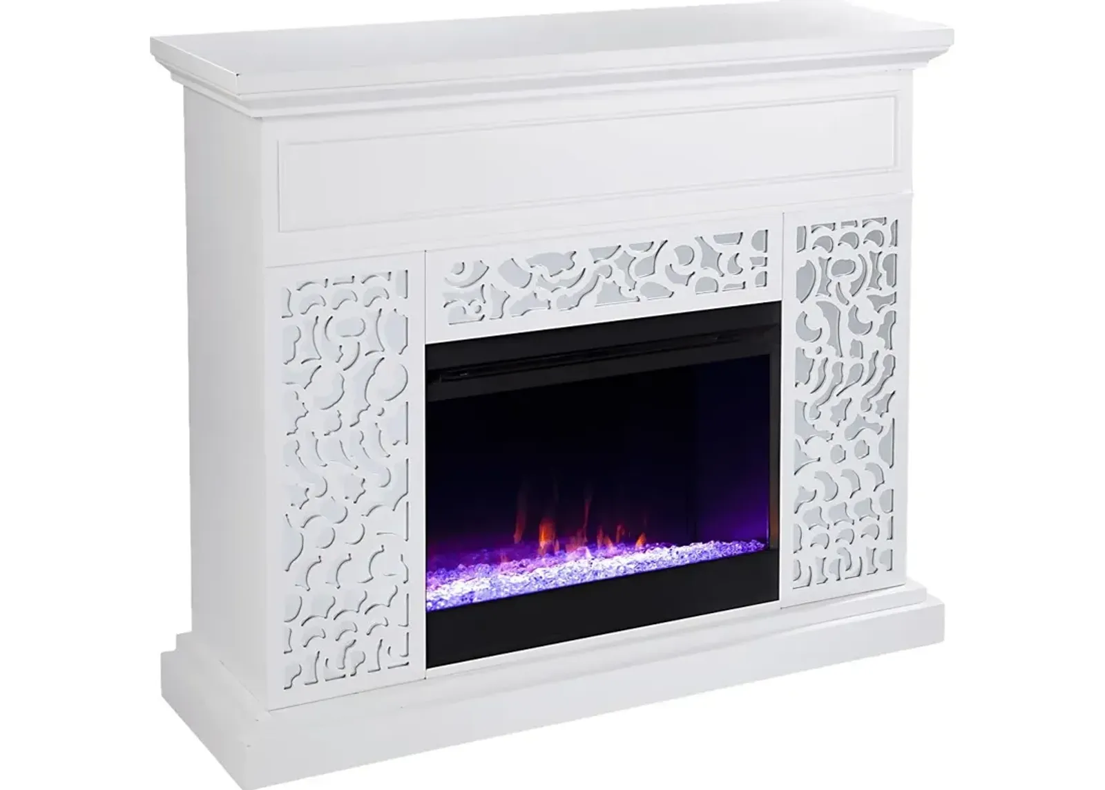 Ennismore I White 46 in. Console, With Color Changing Electric Fireplace