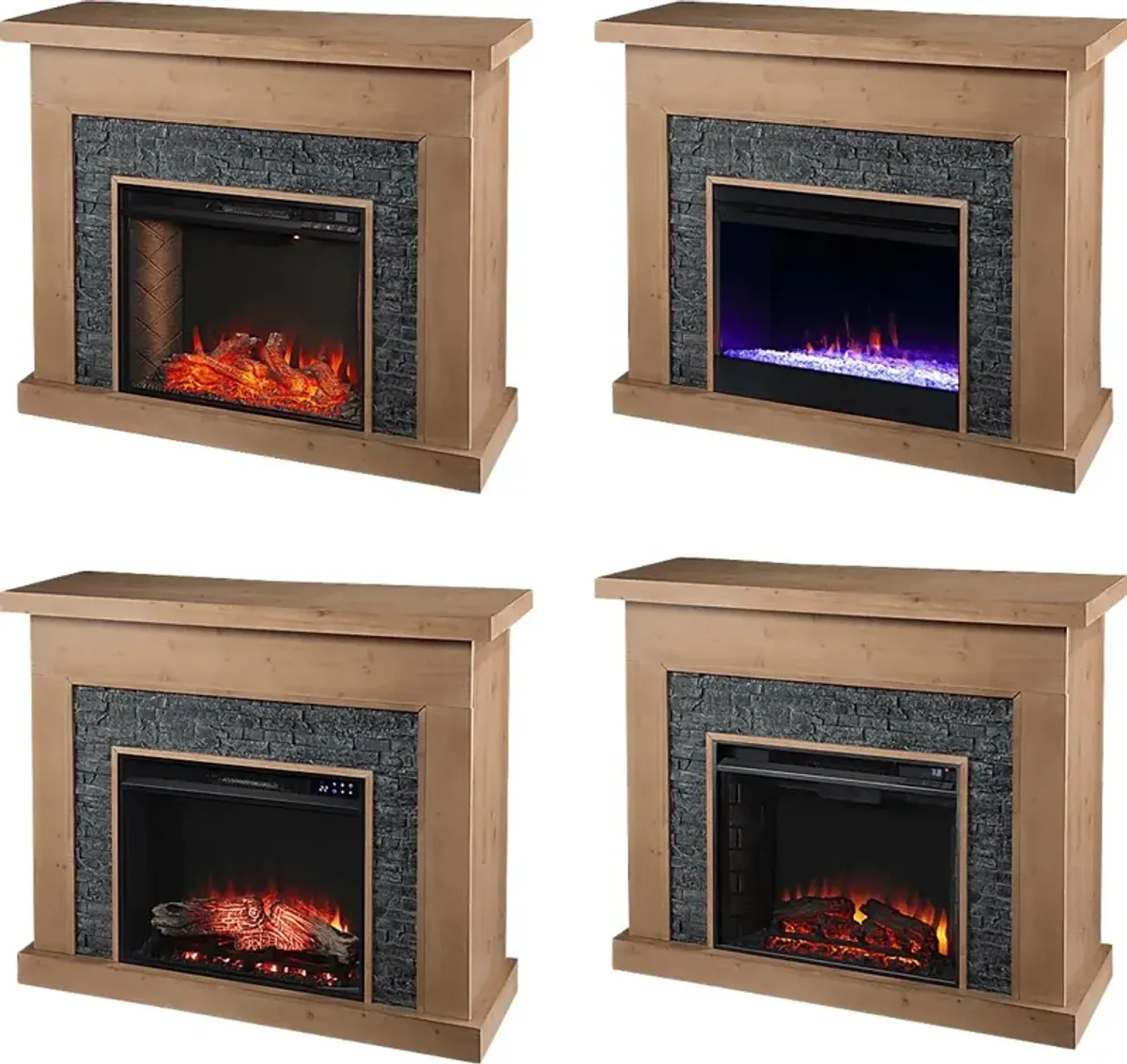 Rische Natural 45 in. Console with Electric Color-Changing Fireplace