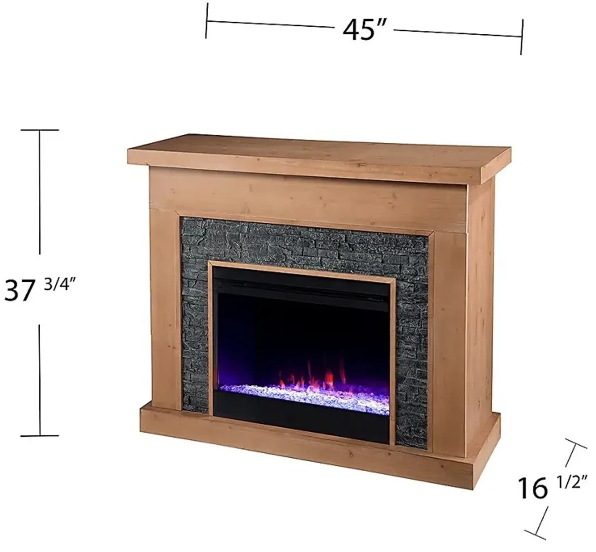 Rische Natural 45 in. Console with Electric Color-Changing Fireplace