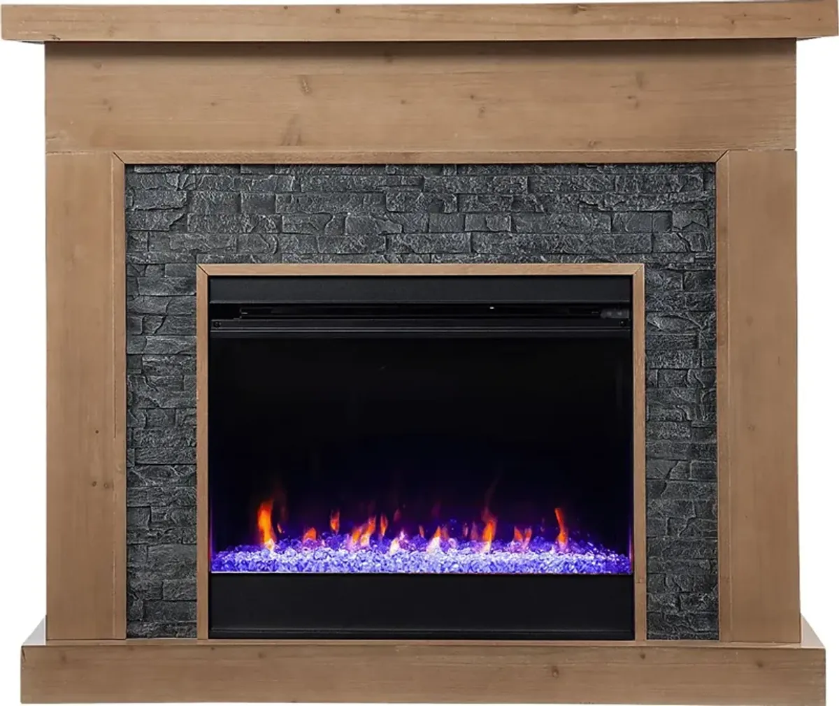 Rische Natural 45 in. Console with Electric Color-Changing Fireplace