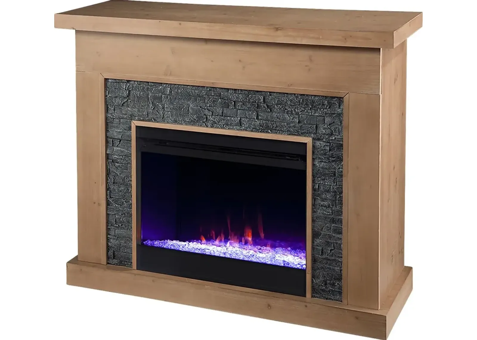 Rische Natural 45 in. Console with Electric Color-Changing Fireplace