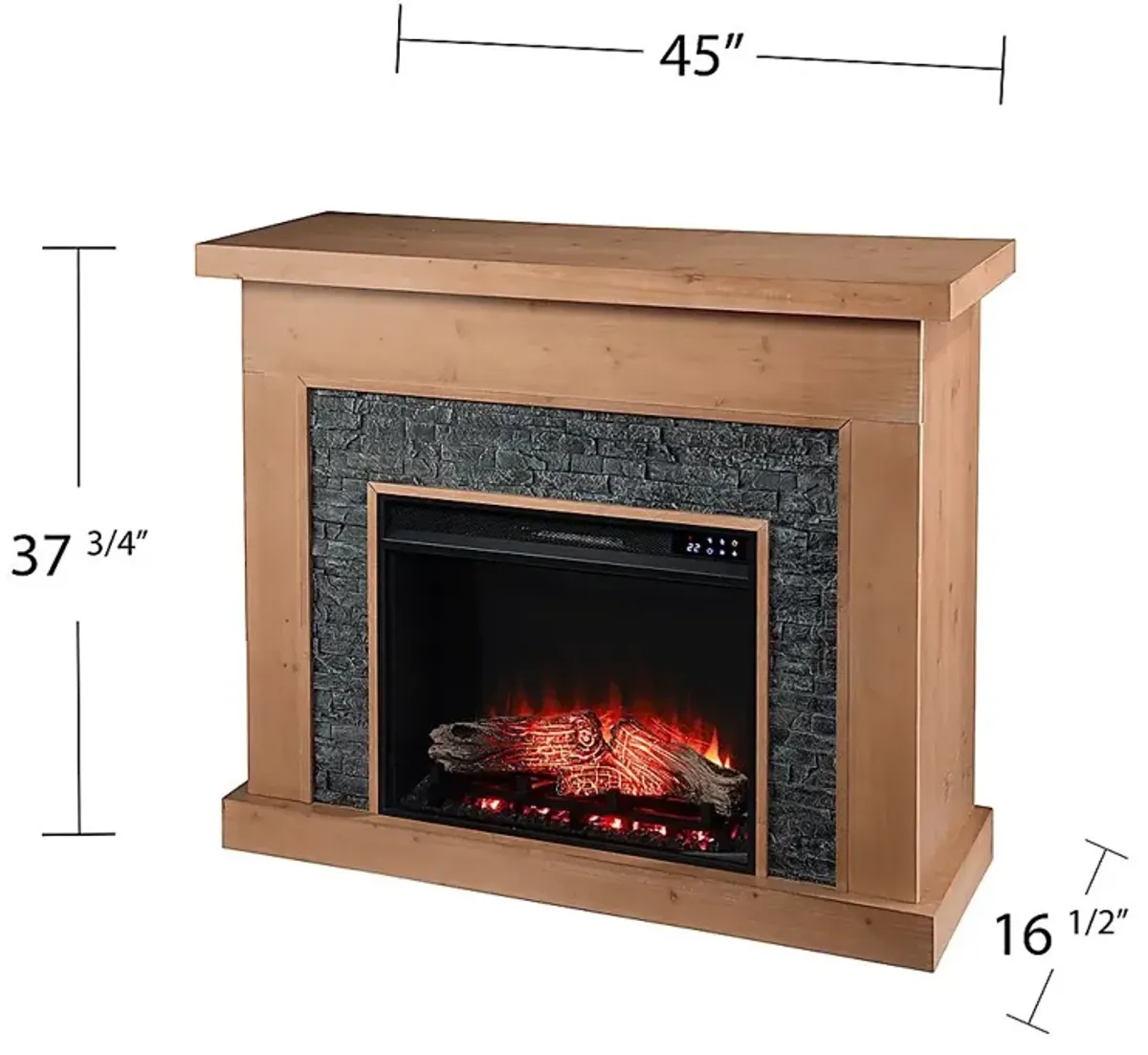 Rische Natural 45 in. Console with Electric Touch Screen Fireplace