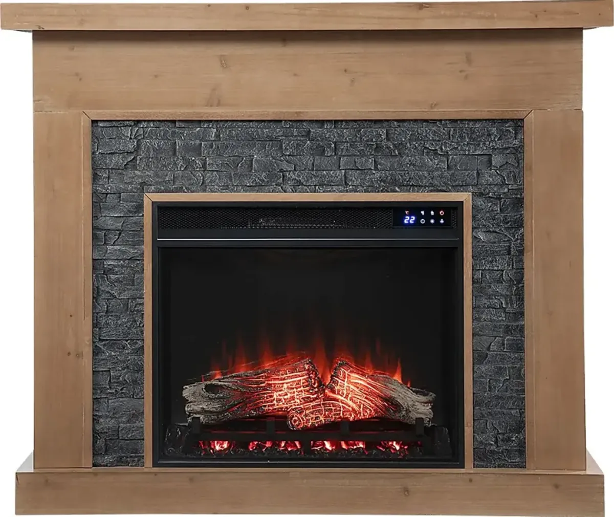 Rische Natural 45 in. Console with Electric Touch Screen Fireplace