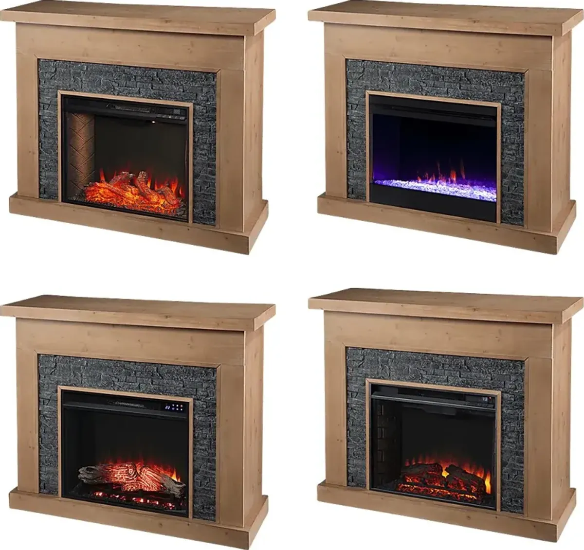 Rische Natural 45 in. Console with Electric Touch Screen Fireplace