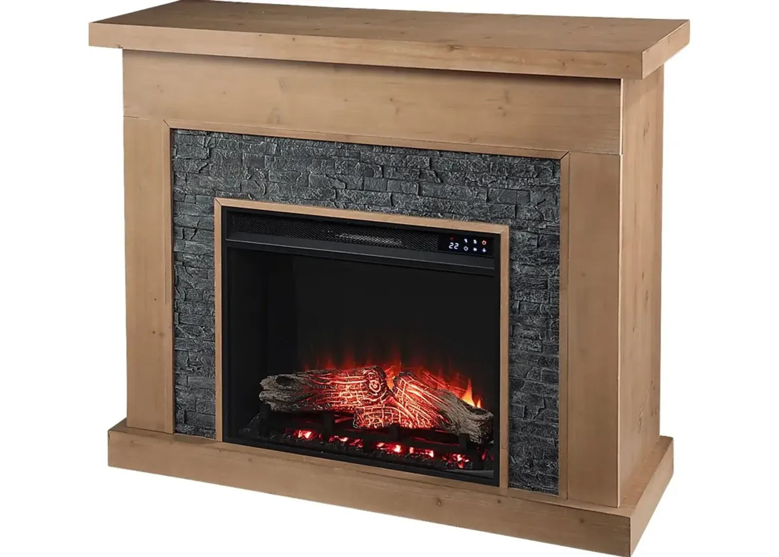 Rische Natural 45 in. Console with Electric Touch Screen Fireplace