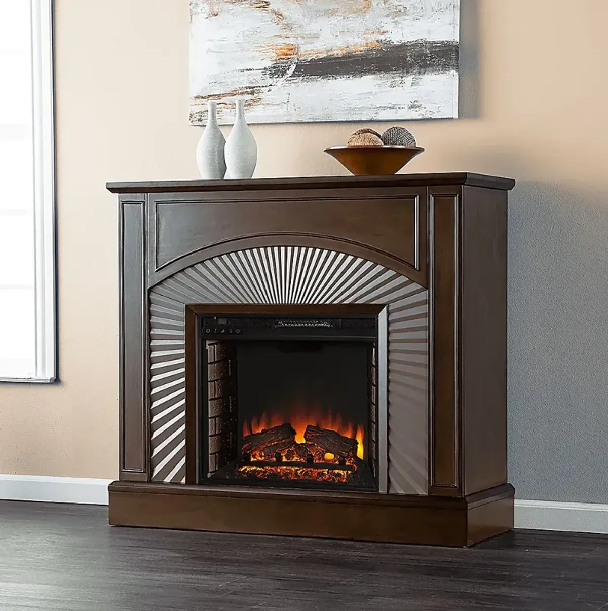 Edmarie II Brown 45 in. Console, With Electric Fireplace