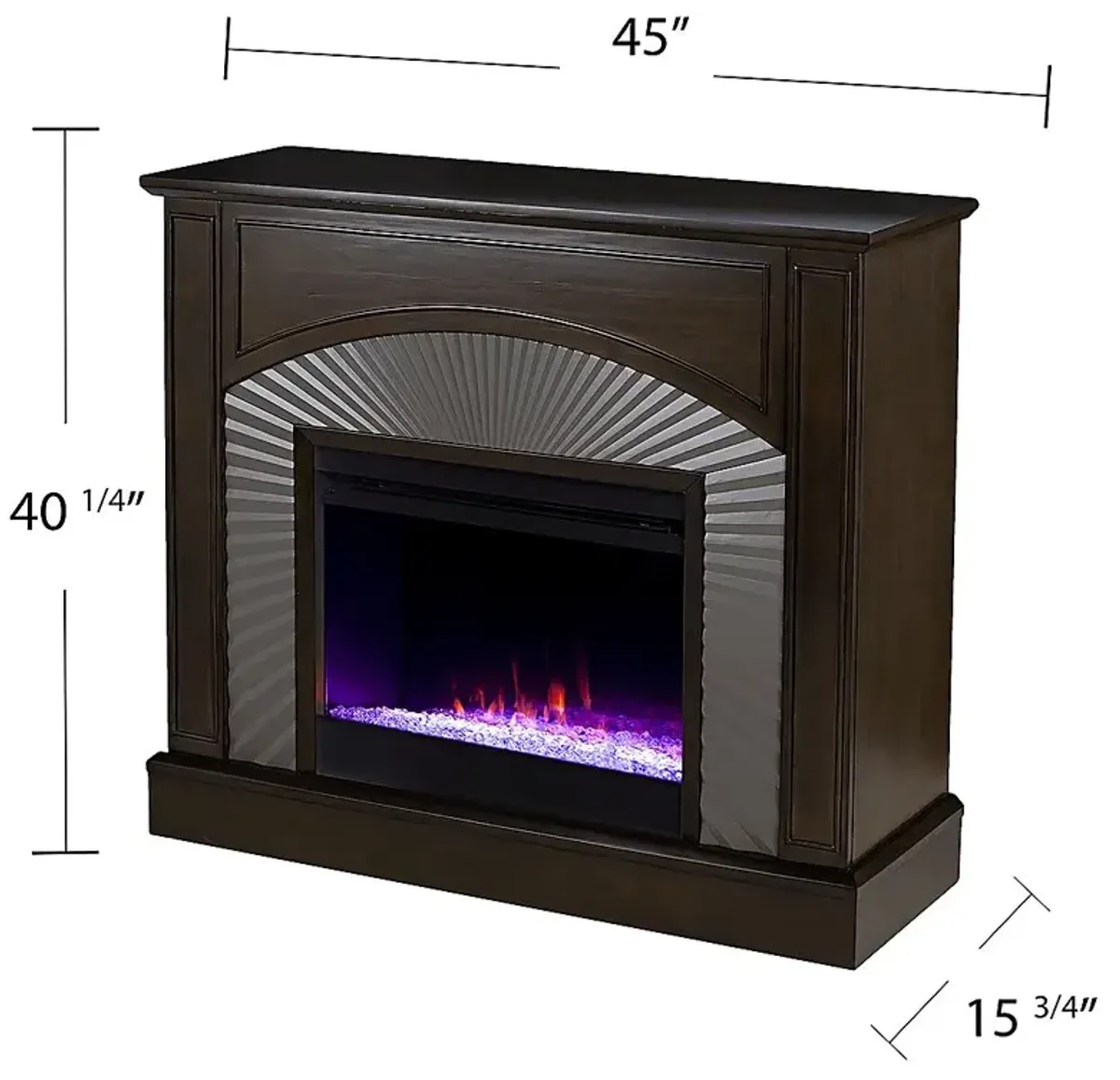 Edmarie I Brown 45 in. Console, With Color Changing Electric Fireplace