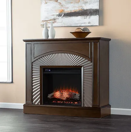 Edmarie IV Brown 45 in. Console, With Touch Panel Electric Fireplace