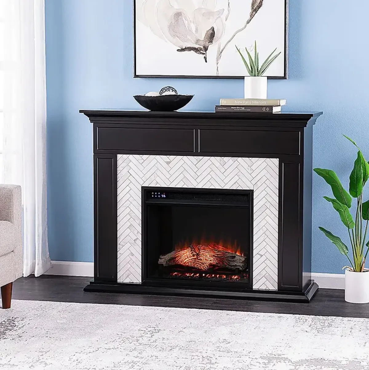 Tronewood IV Black 50 in. Console, With Touch Panel Electric Fireplace