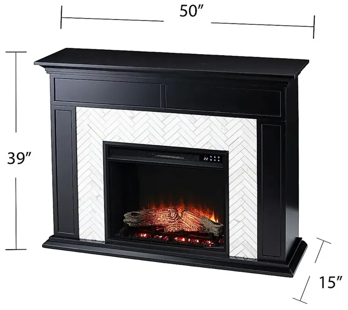 Tronewood IV Black 50 in. Console, With Touch Panel Electric Fireplace