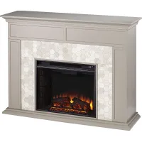 Tronewood II Gray 50 in. Console, With Electric Fireplace
