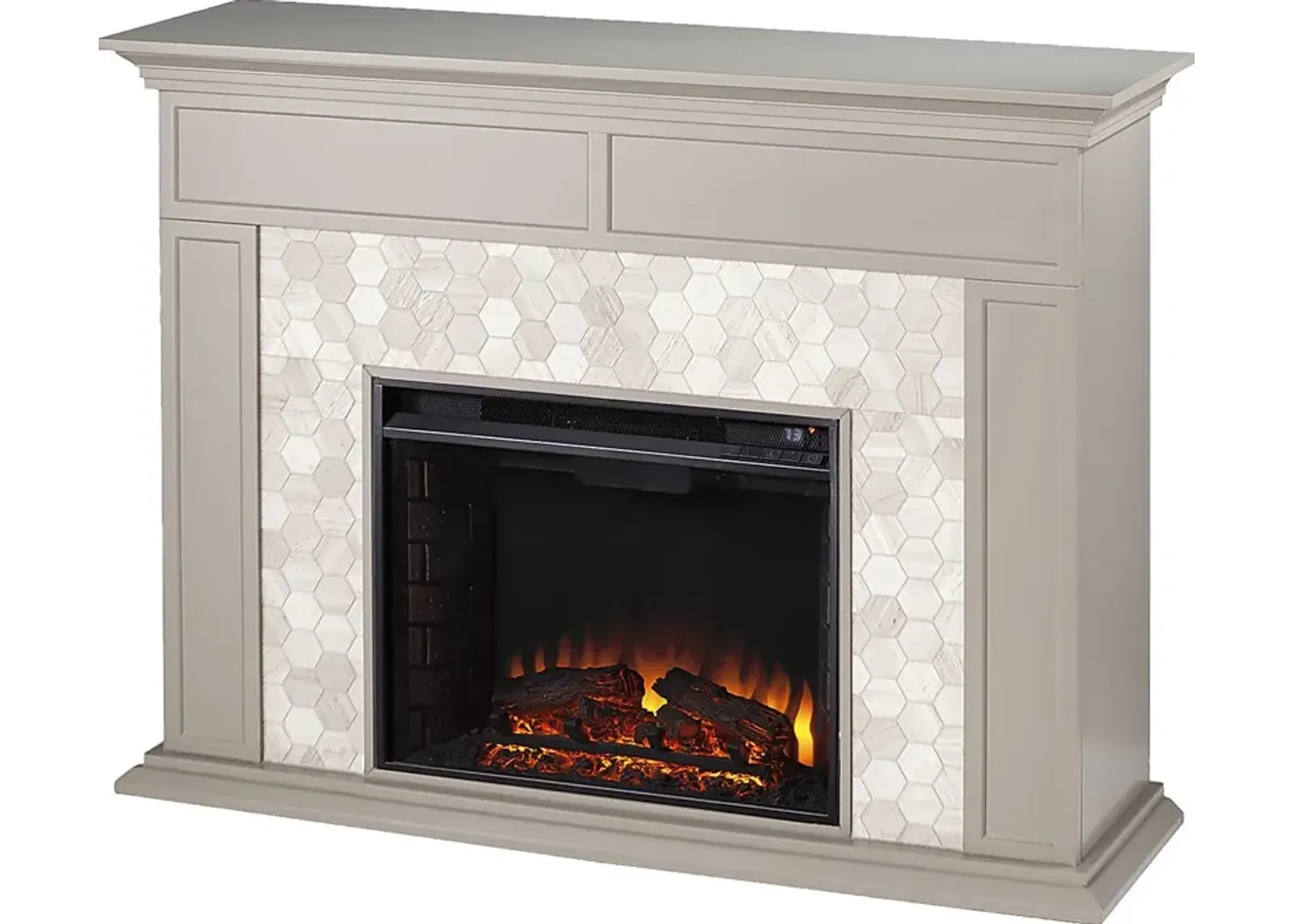 Tronewood II Gray 50 in. Console, With Electric Fireplace