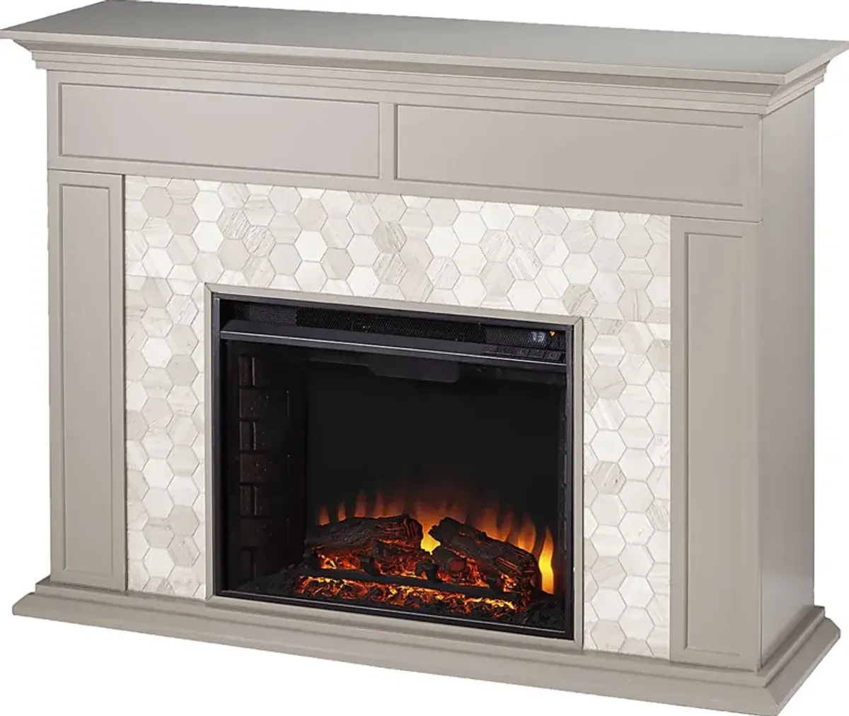 Tronewood II Gray 50 in. Console, With Electric Fireplace