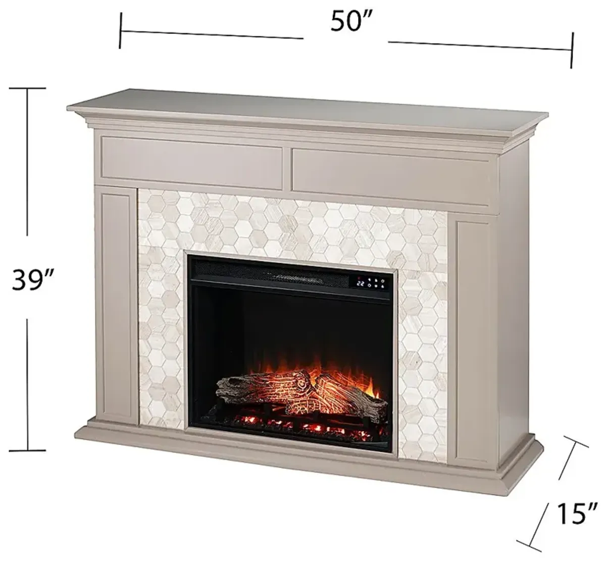 Tronewood IV Gray 50 in. Console, With Touch Panel Electric Fireplace