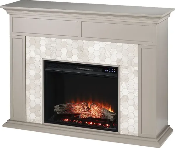 Tronewood IV Gray 50 in. Console, With Touch Panel Electric Fireplace