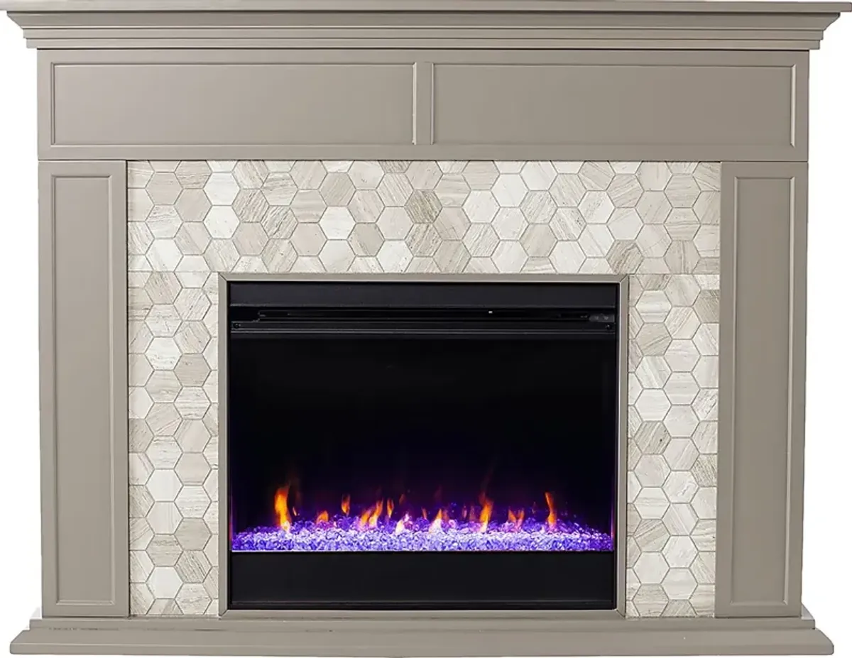 Tronewood I Gray 50 in. Console, With Color Changing Electric Fireplace