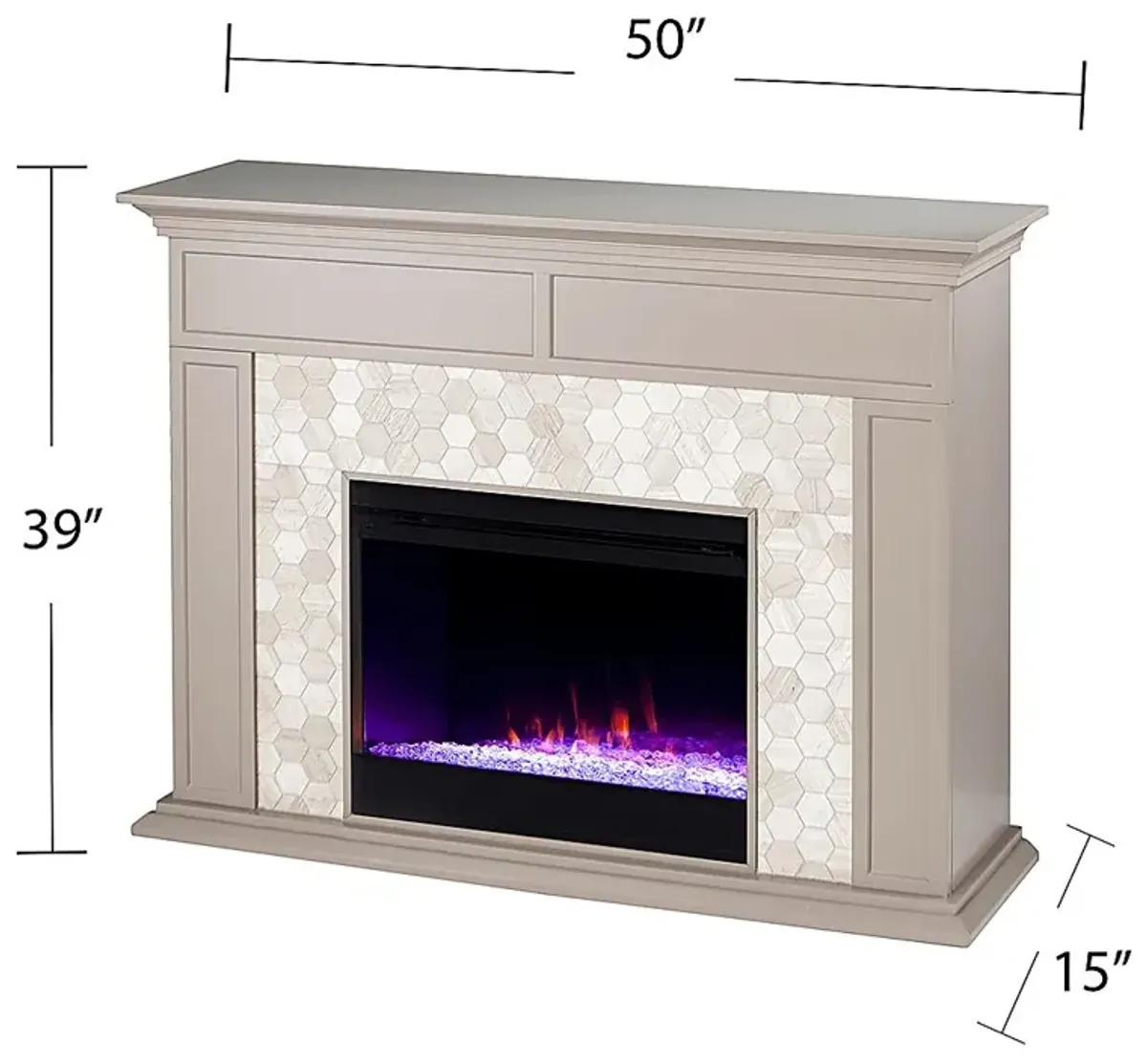 Tronewood I Gray 50 in. Console, With Color Changing Electric Fireplace