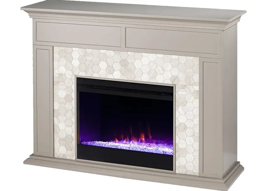 Tronewood I Gray 50 in. Console, With Color Changing Electric Fireplace