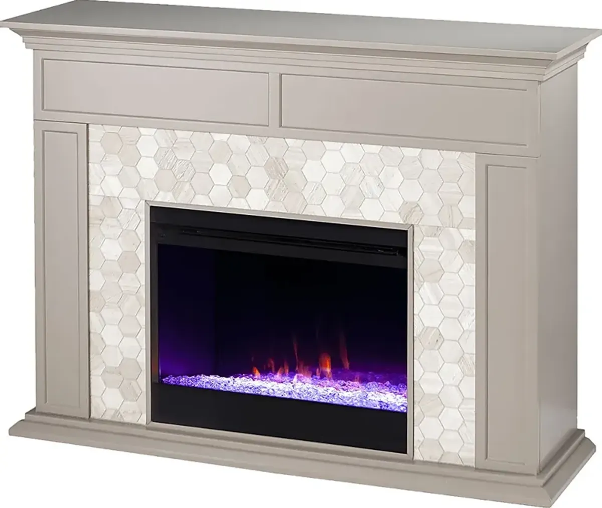 Tronewood I Gray 50 in. Console, With Color Changing Electric Fireplace