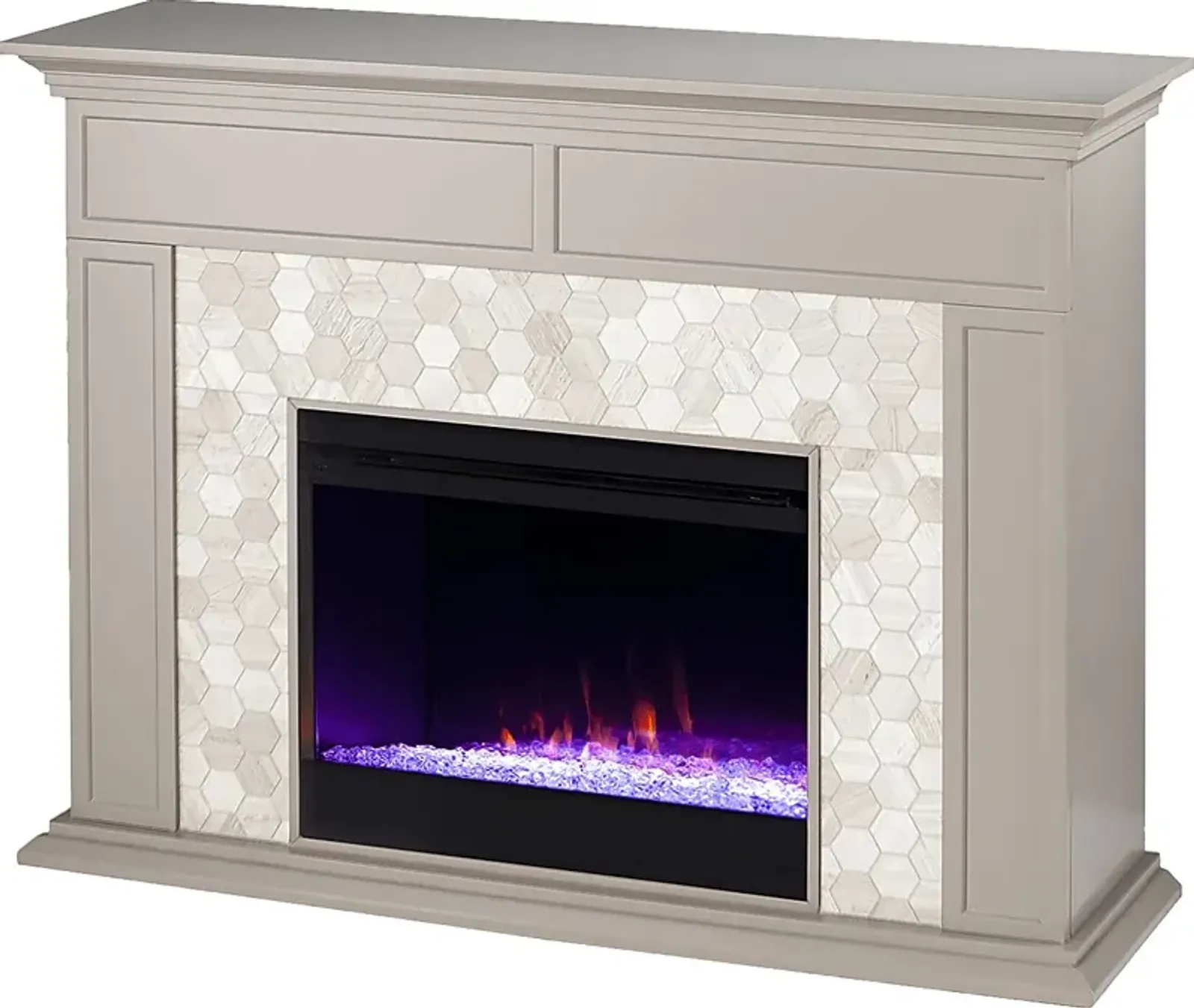 Tronewood I Gray 50 in. Console, With Color Changing Electric Fireplace