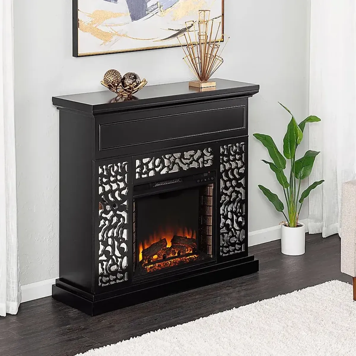 Ennismore II Black 45 in. Console, With Electric Fireplace