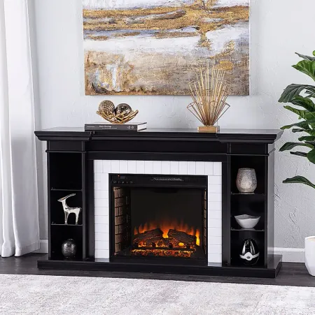 Tessman II Black 54 in. Console, With Electric Fireplace