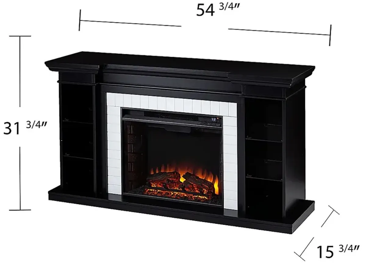 Tessman II Black 54 in. Console, With Electric Fireplace