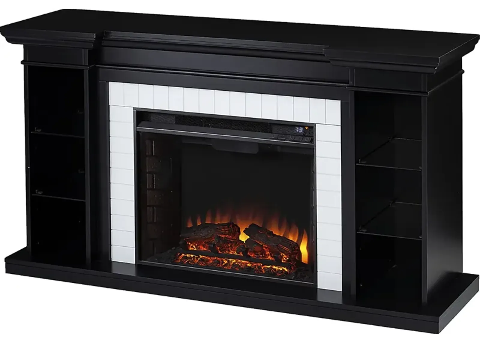 Tessman II Black 54 in. Console, With Electric Fireplace