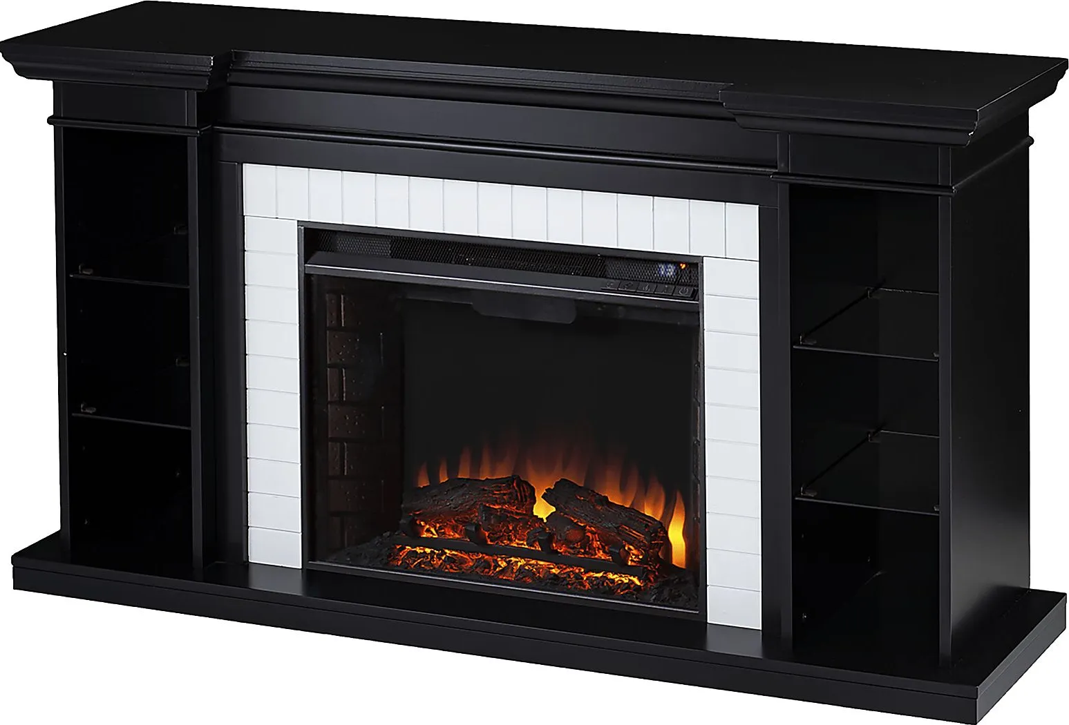 Tessman II Black 54 in. Console, With Electric Fireplace