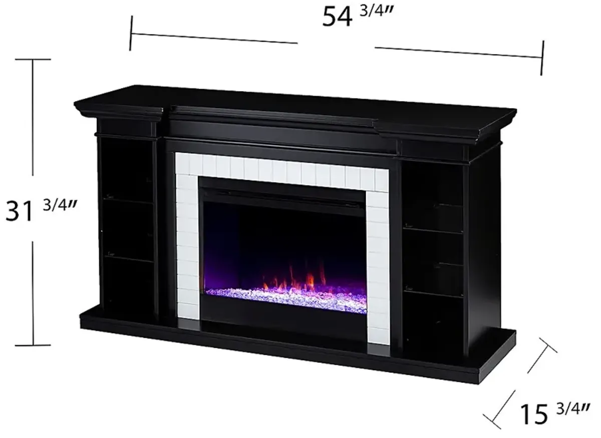 Tessman I Black 54 in. Console, With Color Changing Electric Fireplace