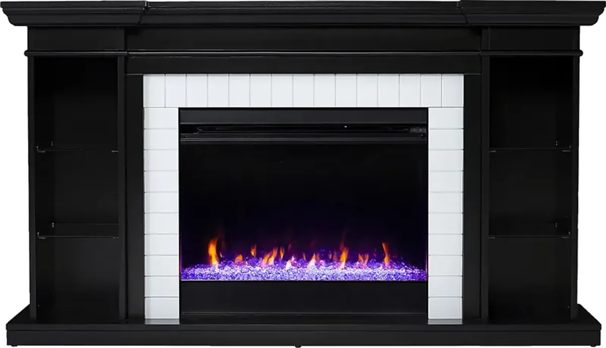 Tessman I Black 54 in. Console, With Color Changing Electric Fireplace